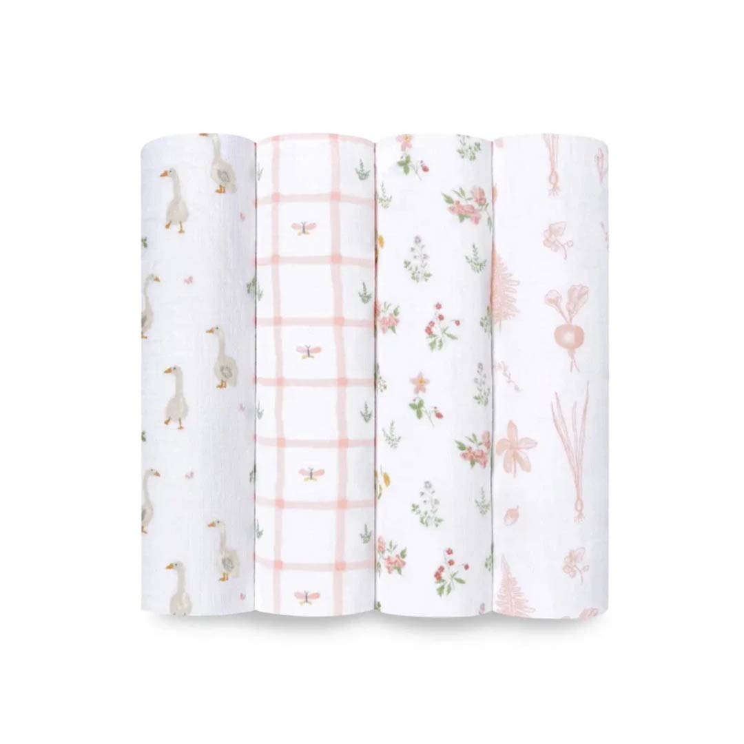 aden + anais Essentials Cotton Muslin Swaddle Blankets - 4 Pack - Country Floral