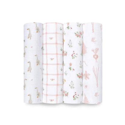 aden + anais Essentials Cotton Muslin Swaddle Blankets - 4 Pack - Country Floral