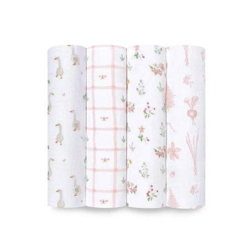 aden + anais Essentials Cotton Muslin Swaddle Blankets - 4 Pack - Country Floral