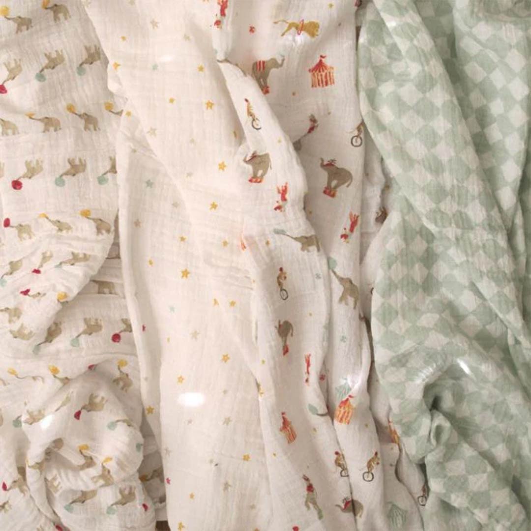 aden + anais Essentials Cotton Muslin Swaddle Blankets - 4 Pack - Elephant Circus