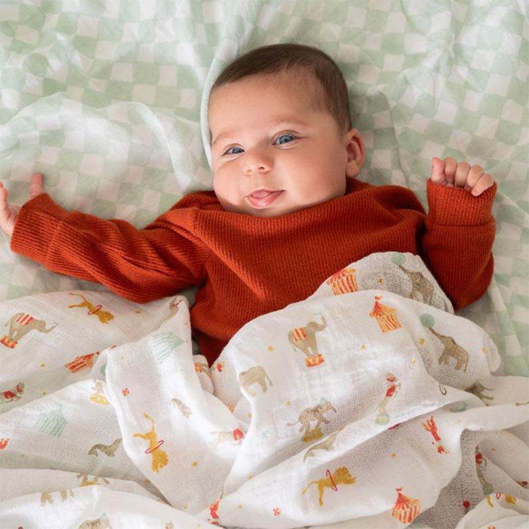 aden + anais Essentials Cotton Muslin Swaddle Blankets - 4 Pack - Elephant Circus