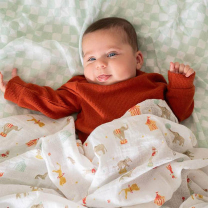 aden + anais Essentials Cotton Muslin Swaddle Blankets - 4 Pack - Elephant Circus
