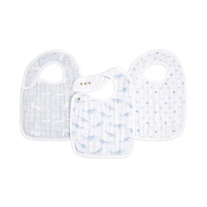 aden + anais Organic Cotton Muslin Snap Bibs - 3 Pack - Oceanic