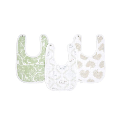 aden + anais Essentials Cotton Muslin Baby Snap Bibs - 3 Pack - Harmony