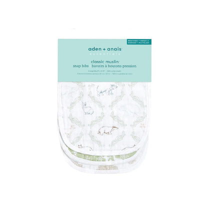 aden + anais Essentials Cotton Muslin Baby Snap Bibs - 3 Pack - Harmony