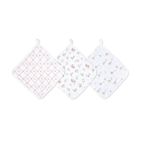 aden + anais Essentials Cotton Muslin Washcloths Set - 3 Pack - Country Floral
