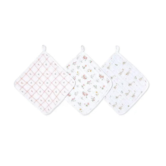 aden + anais Essentials Cotton Muslin Washcloths Set - 3 Pack - Country Floral