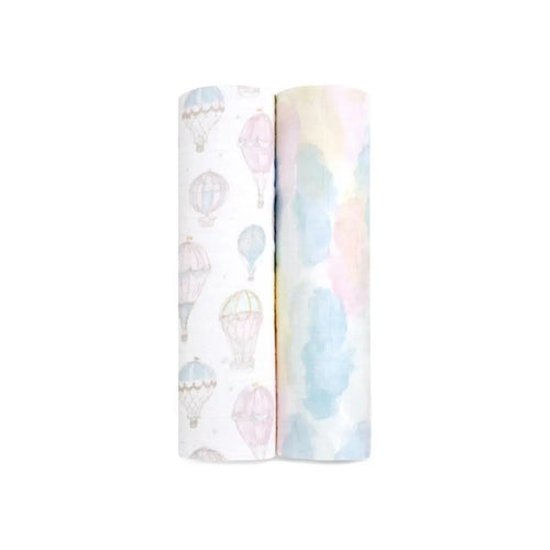 aden + anais Large Organic Cotton Muslin Swaddles 2pk - Above The Clouds