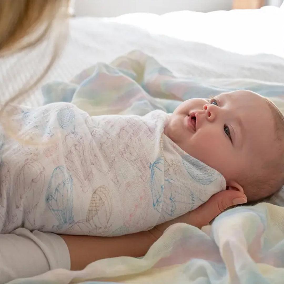 aden + anais Large Organic Cotton Muslin Swaddles 2pk - Above The Clouds