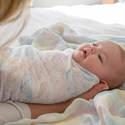 aden + anais Large Organic Cotton Muslin Swaddles 2pk - Above The Clouds