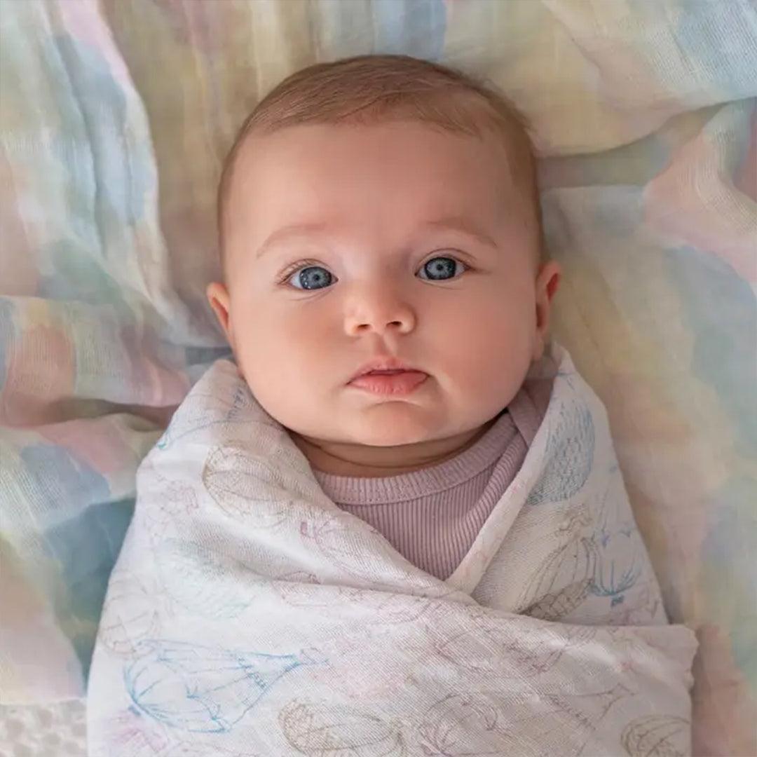 aden + anais Large Organic Cotton Muslin Swaddles 2pk - Above The Clouds