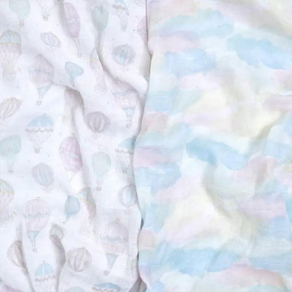 aden + anais Large Organic Cotton Muslin Swaddles 2pk - Above The Clouds