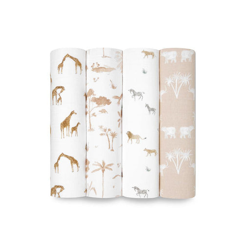 aden + anais Organic Cotton Swaddles - 4 Pack - Safari Dreams