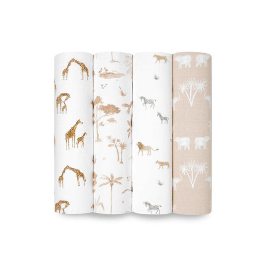 aden + anais Organic Cotton Swaddles - 4 Pack - Safari Dreams