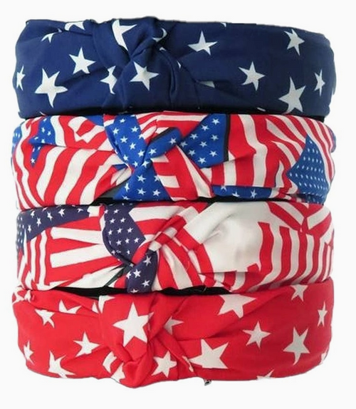 American Flag Twist Knotted Hard Shell Head Band