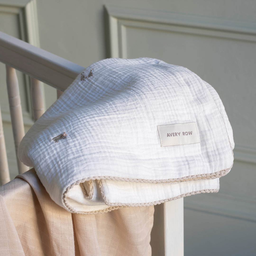 Avery Row Embroidered Muslin Blanket - Little Farm