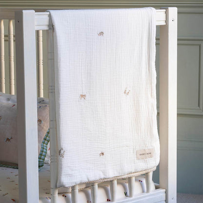 Avery Row Embroidered Muslin Blanket - Little Farm