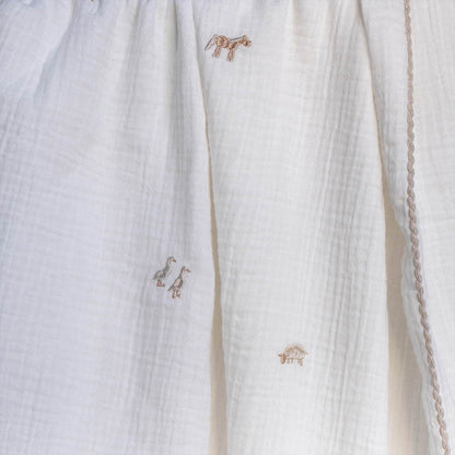Avery Row Embroidered Muslin Blanket - Little Farm