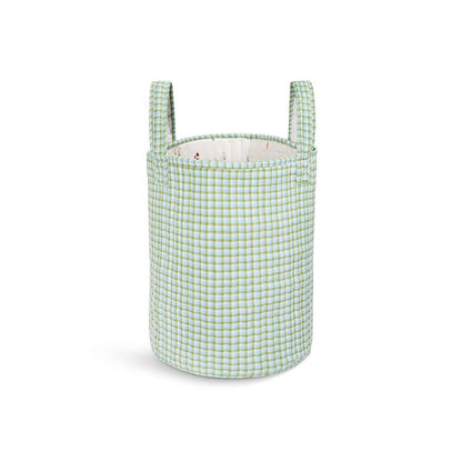 Avery Row Large Quilted Storage Basket - Little Farm/Greenhouse Gingham