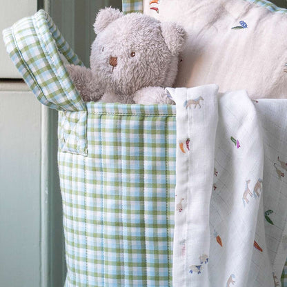 Avery Row Large Quilted Storage Basket - Little Farm/Greenhouse Gingham