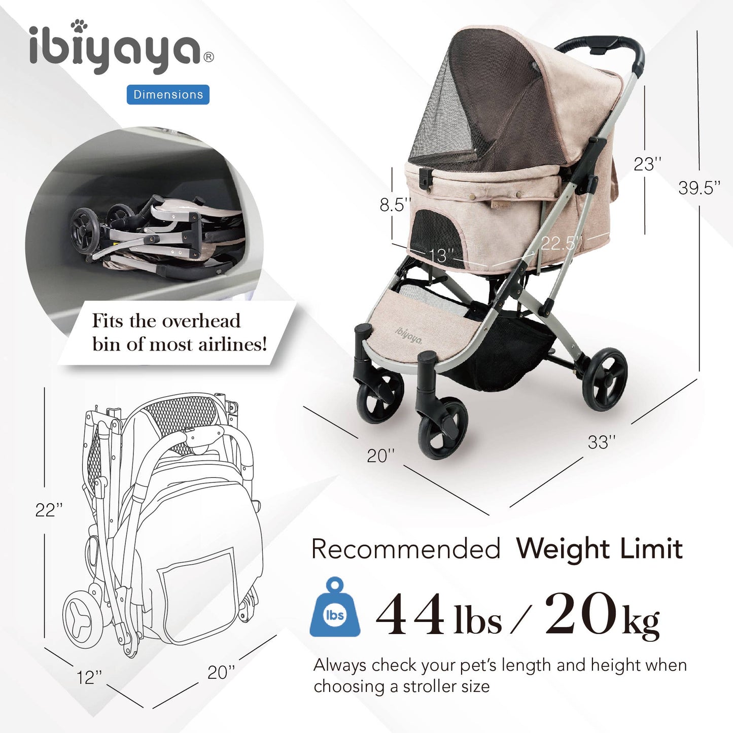 Ibiyaya - Evolution Speedy Fold Pet Buggy Foldable Cat Rabbit Dog Pram