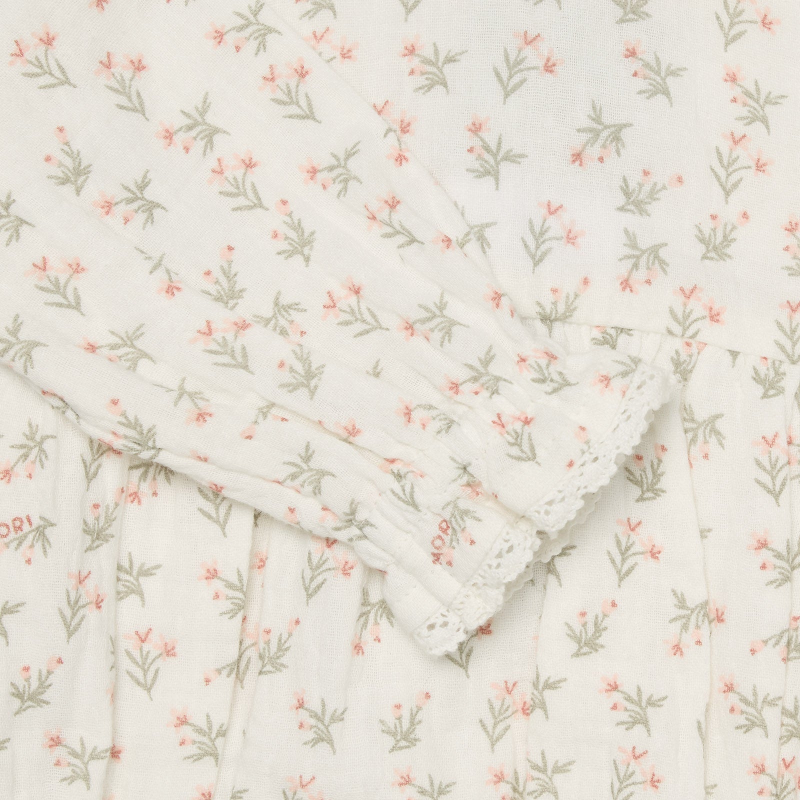 Floral Muslin Bloomer Blouse & Sage Muslin Frilled Trousers Outfit
