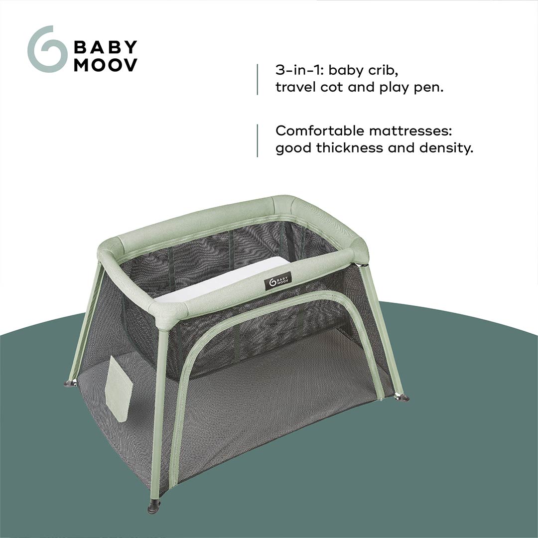 Babymoov Travel Cot 3 in 1 Moov & Comfy - Sage