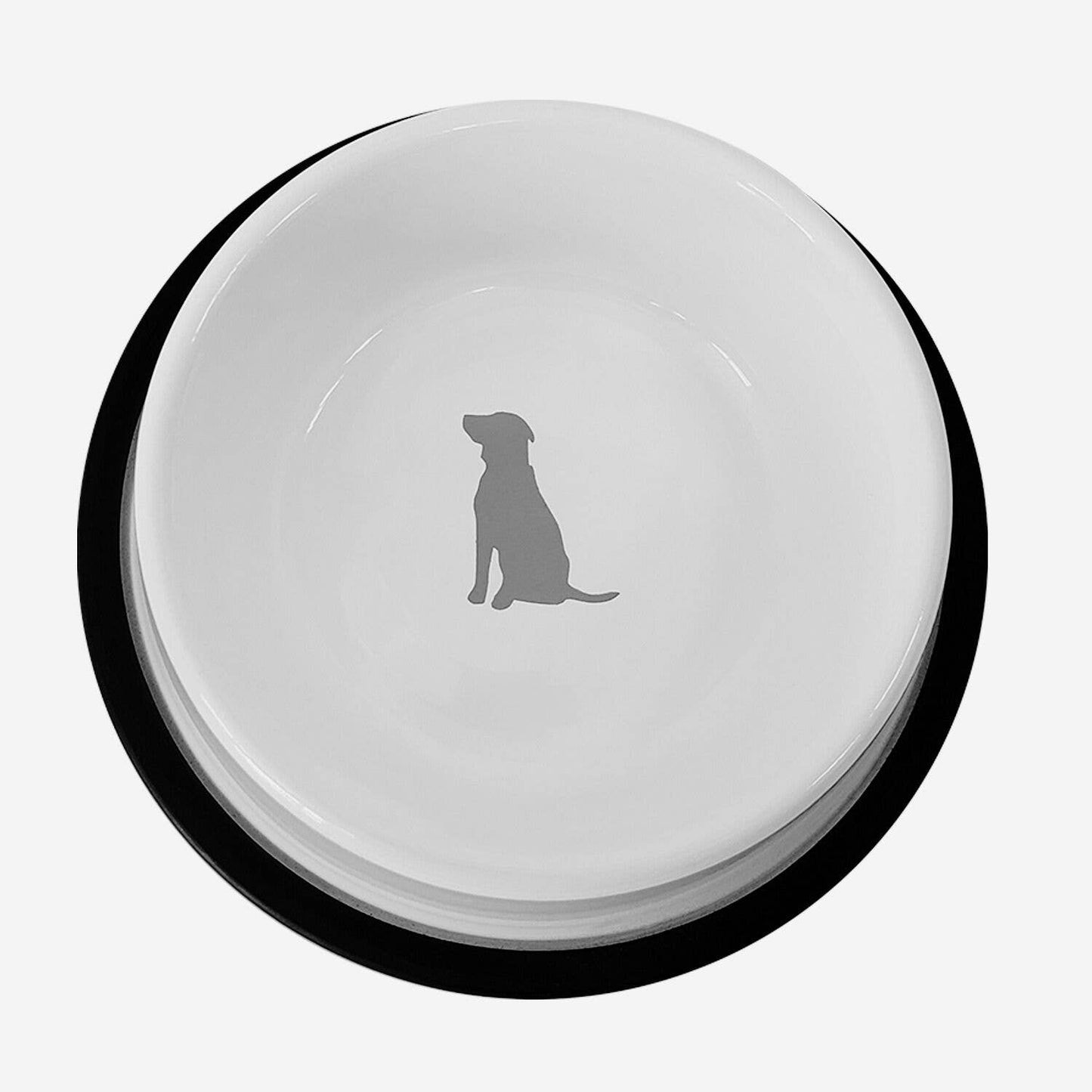 Jojo Modern Pets - Non-Skid Stainless Steel Dog Bowl White with Gray Dog Design