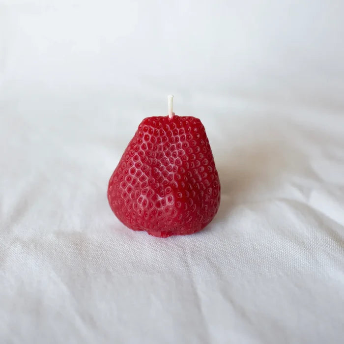 Beeswax Lg Strawberry Candles S/2