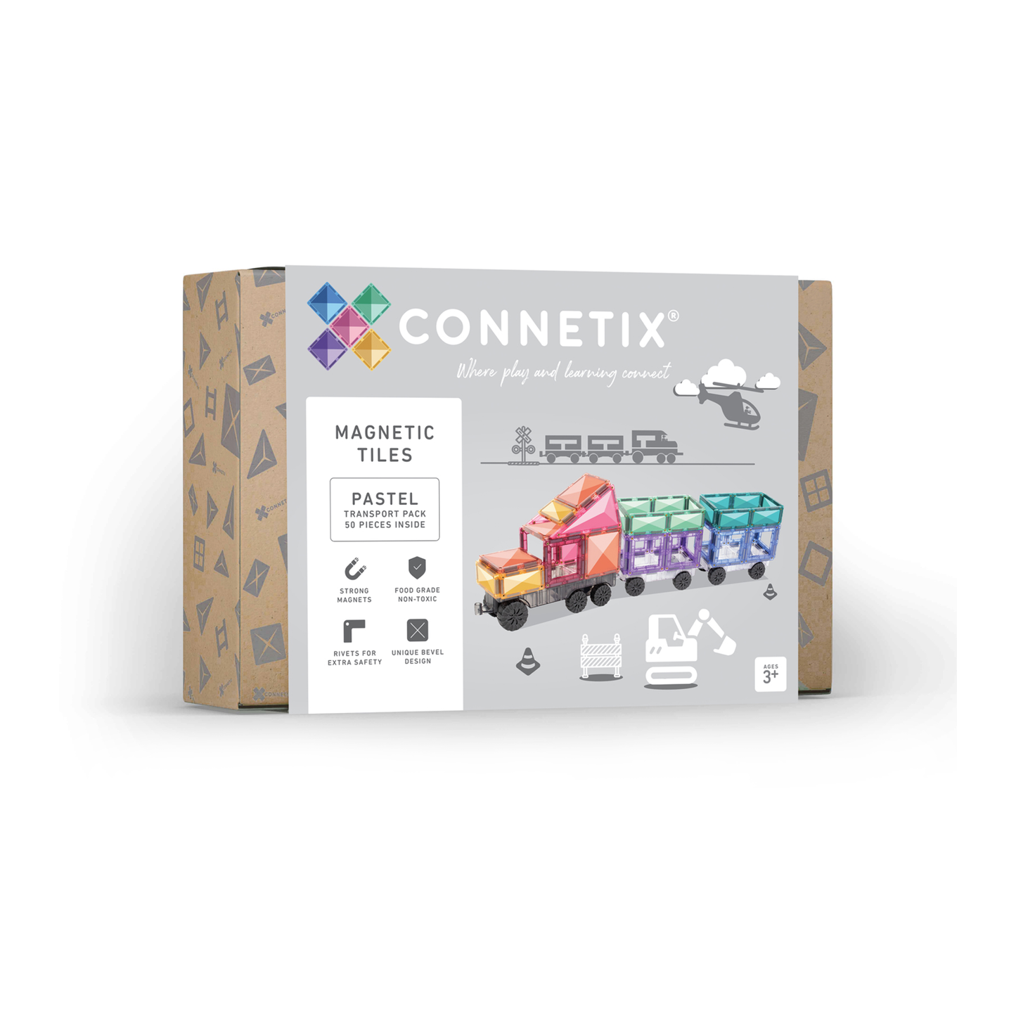 CONNETIX Magnetic Tiles Pastel Transport Pack, -50 Pcs