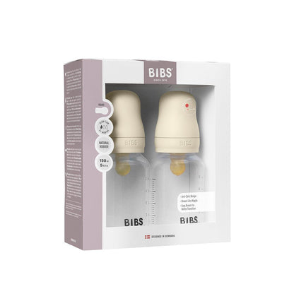 BIBS Medium Flow Baby Bottle Latex 2 Pack - Clear