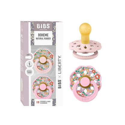 BIBS X LIBERTY Latex Pacifier Boheme 2 Pack Oscar Meadow - Blossom / Baby Pink