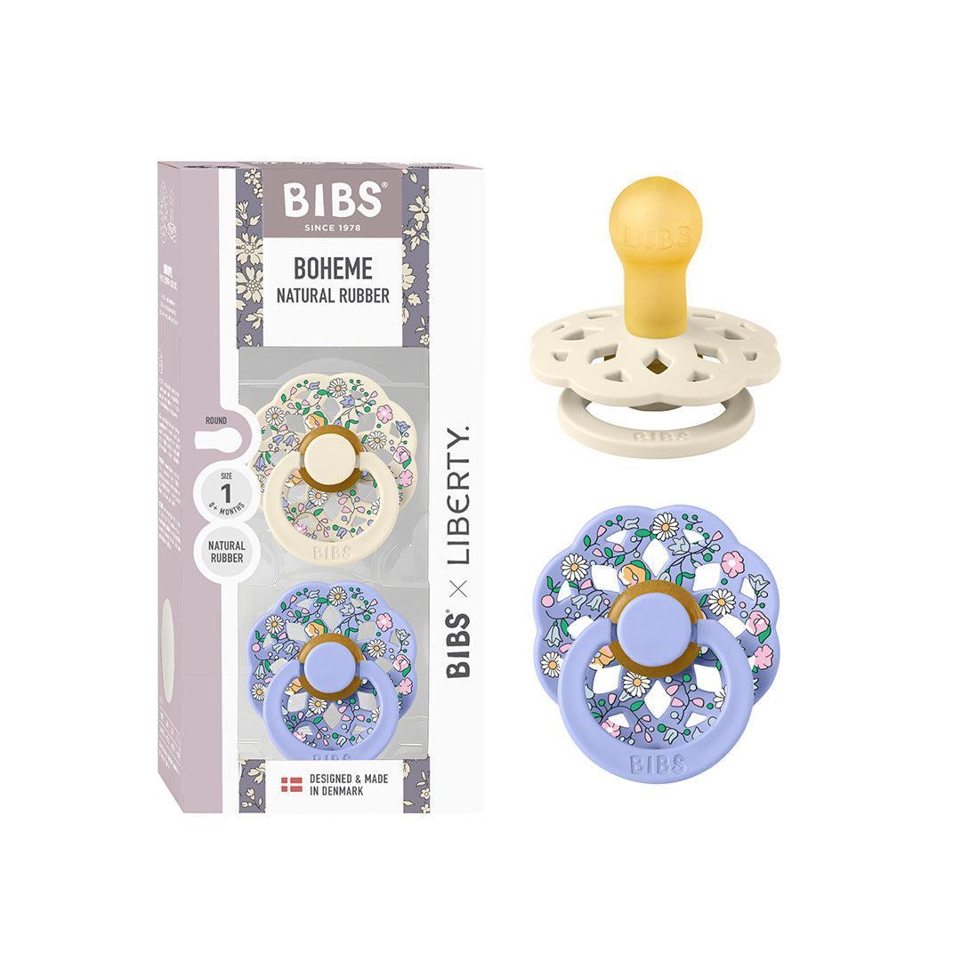 BIBS X LIBERTY Latex Pacifier Boheme 2 Pack Chloe Meadow - Ivory / Hush