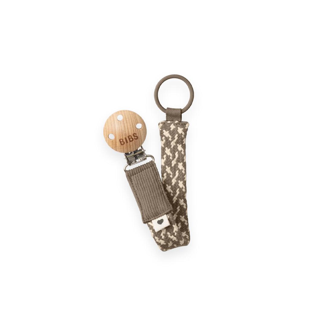 BIBS Paci Braid Pacifier Clip - Dark Oak + Vanilla