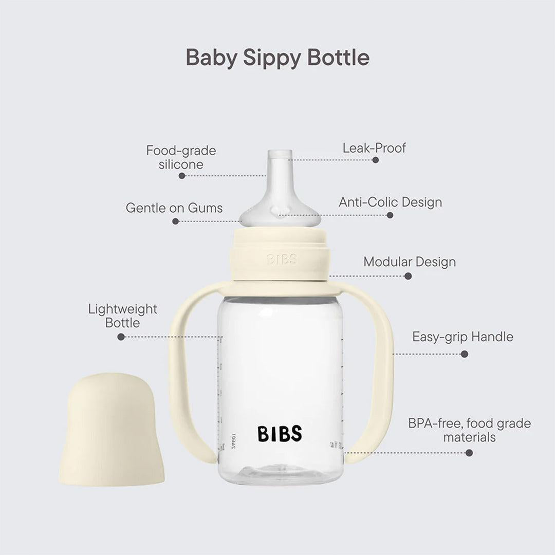 BIBS World Baby Sippy Bottle Spout Silicone 1 Pack 150ml - Ivory