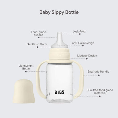 BIBS World Baby Sippy Bottle Spout Silicone 1 Pack 150ml - Ivory