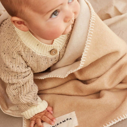 BINIBAMBA Merino Blanket - Camel + Milk