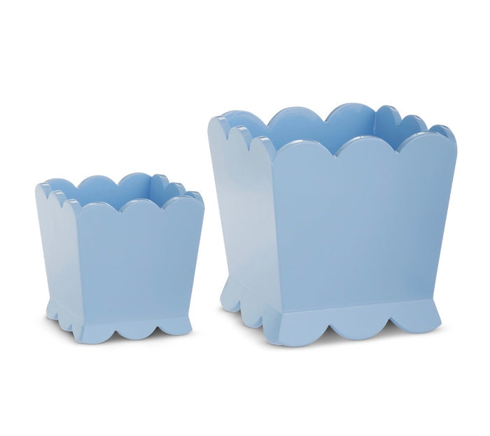 Blue Scalloped Planter