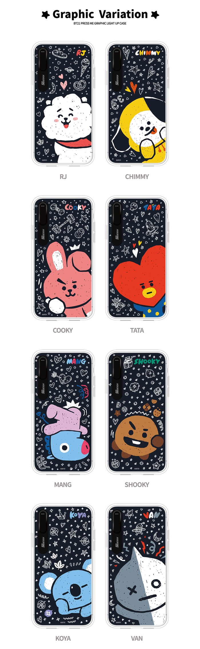[BT21] PRESS ME GRAPHIC LIGHT UP CASE (HYBRID) FOR IPHONE