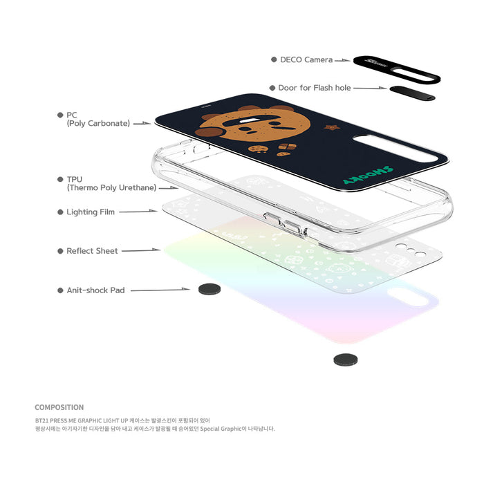 [BT21] PRESS ME GRAPHIC LIGHT UP CASE (HYBRID) FOR IPHONE