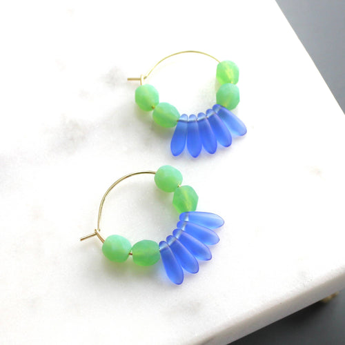 cobalt & mint hoop earrings