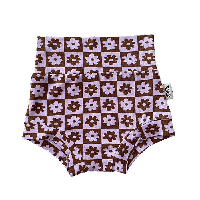 Cocoa Ribbed and Purple & Brown Checkered Floral Summer Lounge Set