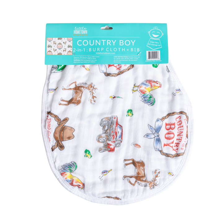 Country Boy 2 in 1 Burp Cloth and Bib