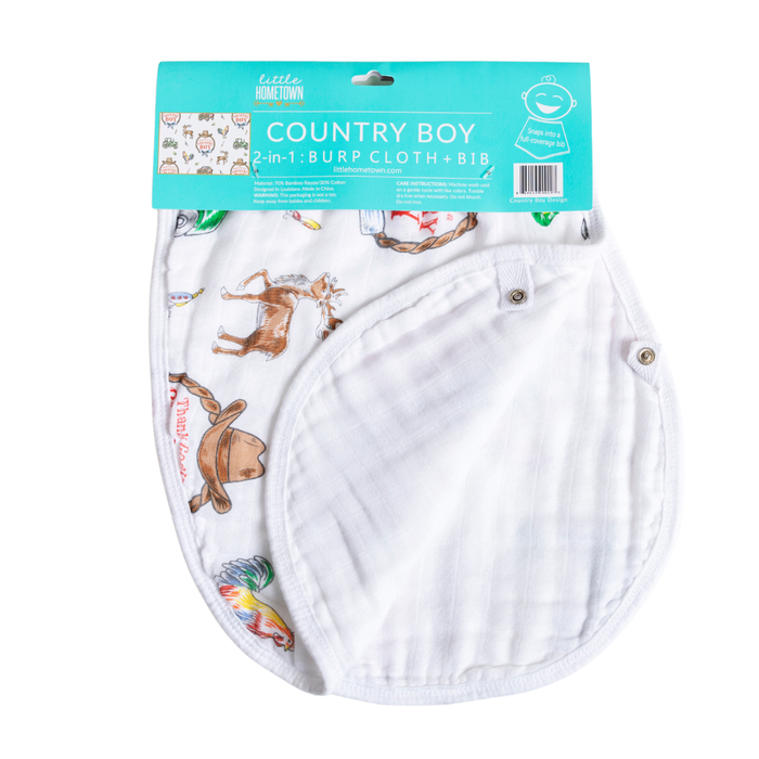 Country Boy 2 in 1 Burp Cloth and Bib