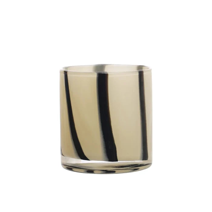 Cream and Black Glass Votive Vase