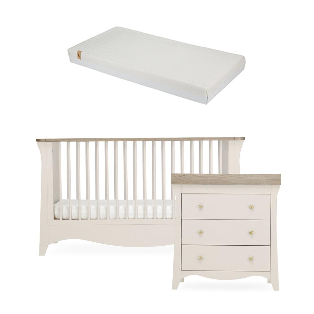 CuddleCo Clara 2 Piece Set 3-Drawer Dresser + Cot Bed  - Cashmere
