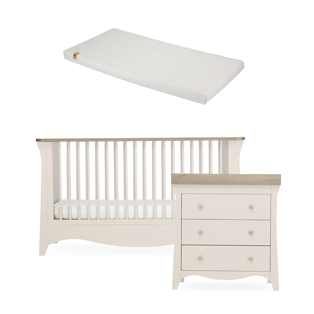 CuddleCo Clara 2 Piece Set 3-Drawer Dresser + Cot Bed  - Cashmere