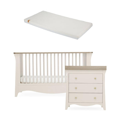 CuddleCo Clara 2 Piece Set 3-Drawer Dresser + Cot Bed  - Cashmere