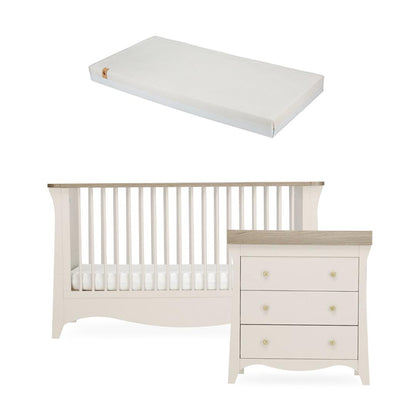 CuddleCo Clara 2 Piece Set 3-Drawer Dresser + Cot Bed  - Cashmere