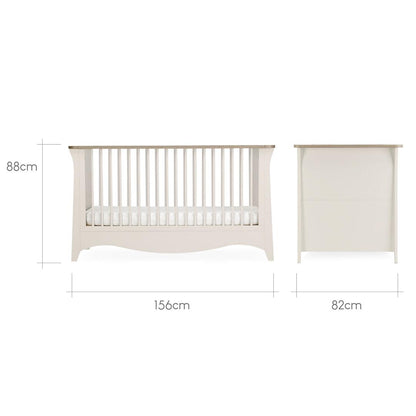 CuddleCo Clara 3 Piece Set Drawer Dresser Cot Bed + Wardrobe - Cashmere